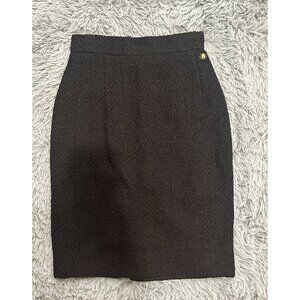 Chanel Black Textured Pencil Skirt Size 34 Made In France